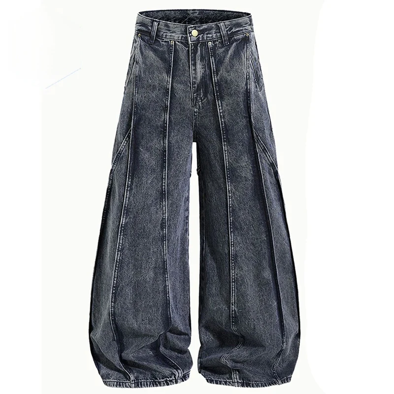 

Мужские винтажные джинсы-багги с плиссировкой и пэчворком, широкие джинсовые брюки в стиле стритвир Харадзюку, оверсайз, Y2K