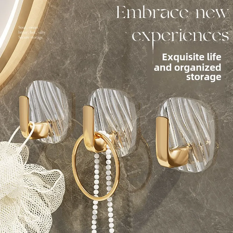 

Multi functional kitchen hook, no punching adhesive, acrylic bathroom transparent clothes hookS, household items