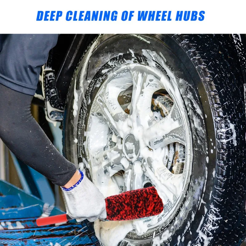 3/1pcs Wheel Woolies Plush Soft Alloy Wheel Cleaning Brush Car Detailing Brushes for Auto Motorcycle Maintenance Care Clean Tool