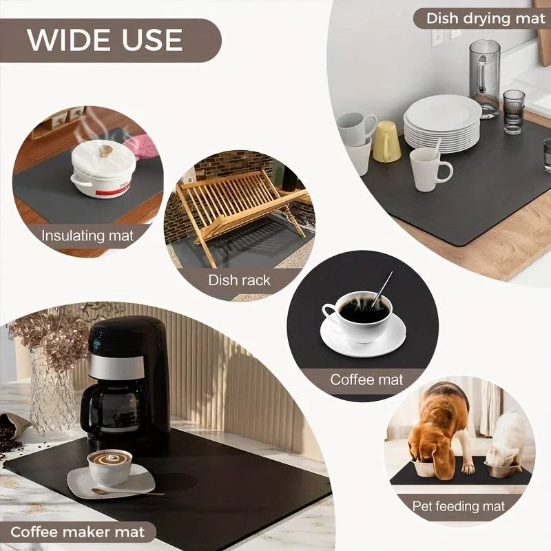 1pc Coffee Mat Coffee Bar Accessories Absorbent Dish Drying Mat For Kitchen Counter Microfiber Fit Under Coffee Machine Coffee