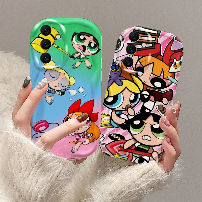 Cartoon The P-Powerpuffs G-Girls For Samsung A55 A54 A53 A52 A35 A34 A33 A32 A25 A24 A23 A22 A21S A15 A13 A14 5G Wave Oil Funda