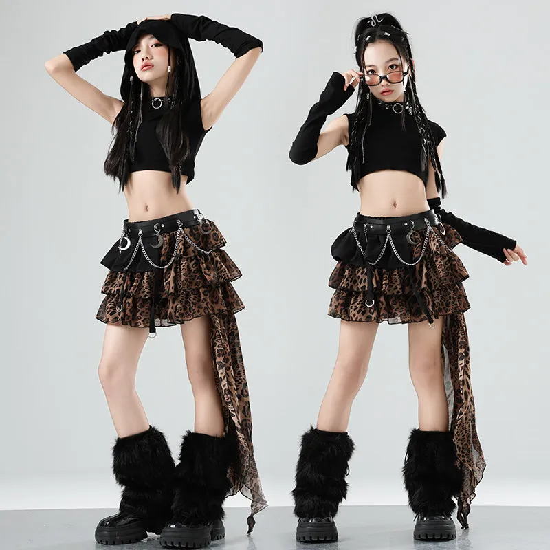 Girls Jazz Fashion Jazz Girl Troupe Singing Leopard Print Skirt Spice Girls Fashion Model Street Dance Uniform