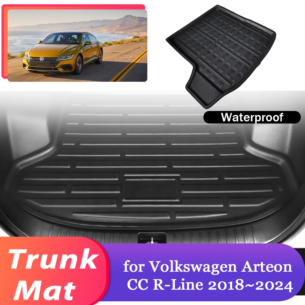 

Коврик для багажника автомобиля Volkswagen VW Arteon CC R-Line 2018 ~ 2024, 2019 2020 2021 2022 2023 водонепроницаемый коврик для хранения багажа, подкладка для груза, коврик, аксессуары для ковра