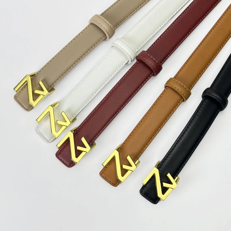 حزام نحيف ZV Monogram للنساء - حزام خصر رفيع أنيق من البولي يوريثان، إكسسوار حروف متعدد الألوان لشورت الجينز، هدية