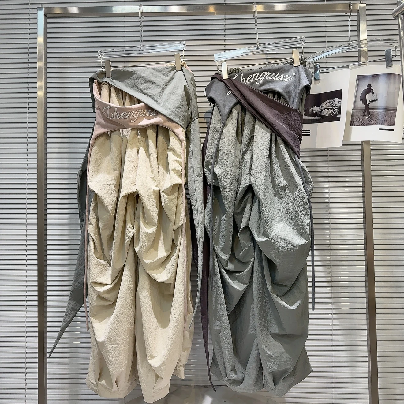 2025 Autumn New Arrival: Street-Stopping Spice Girl Cargo Pants with Letter Embroidery & Waist Tie Straps