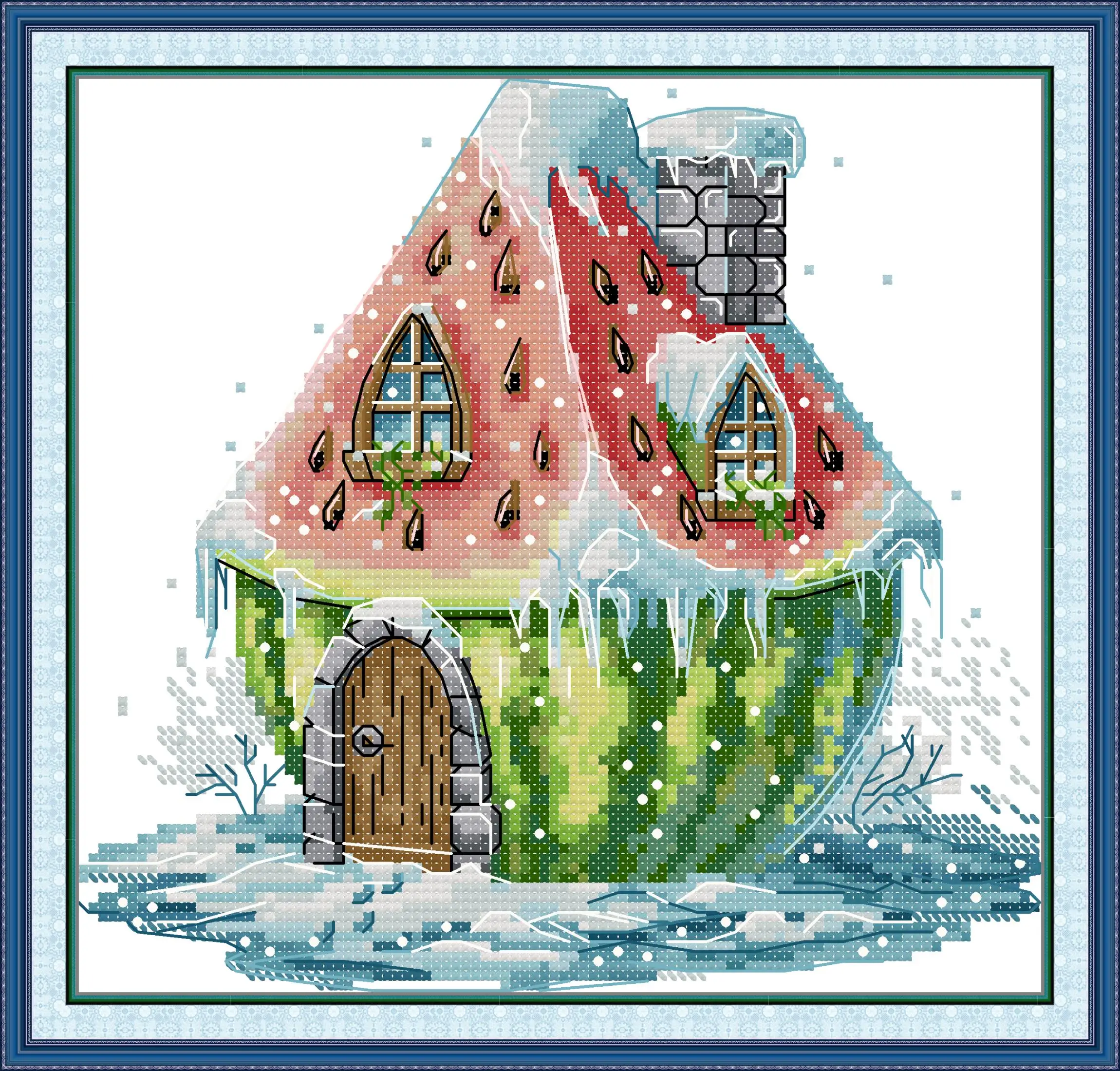 

Maydear Cross Stitch Kit,11CT/14CT/16CT/9CT Aida Fabric,DMC Threads Sewing Pattern Embroidery Set-Watermelon Hut