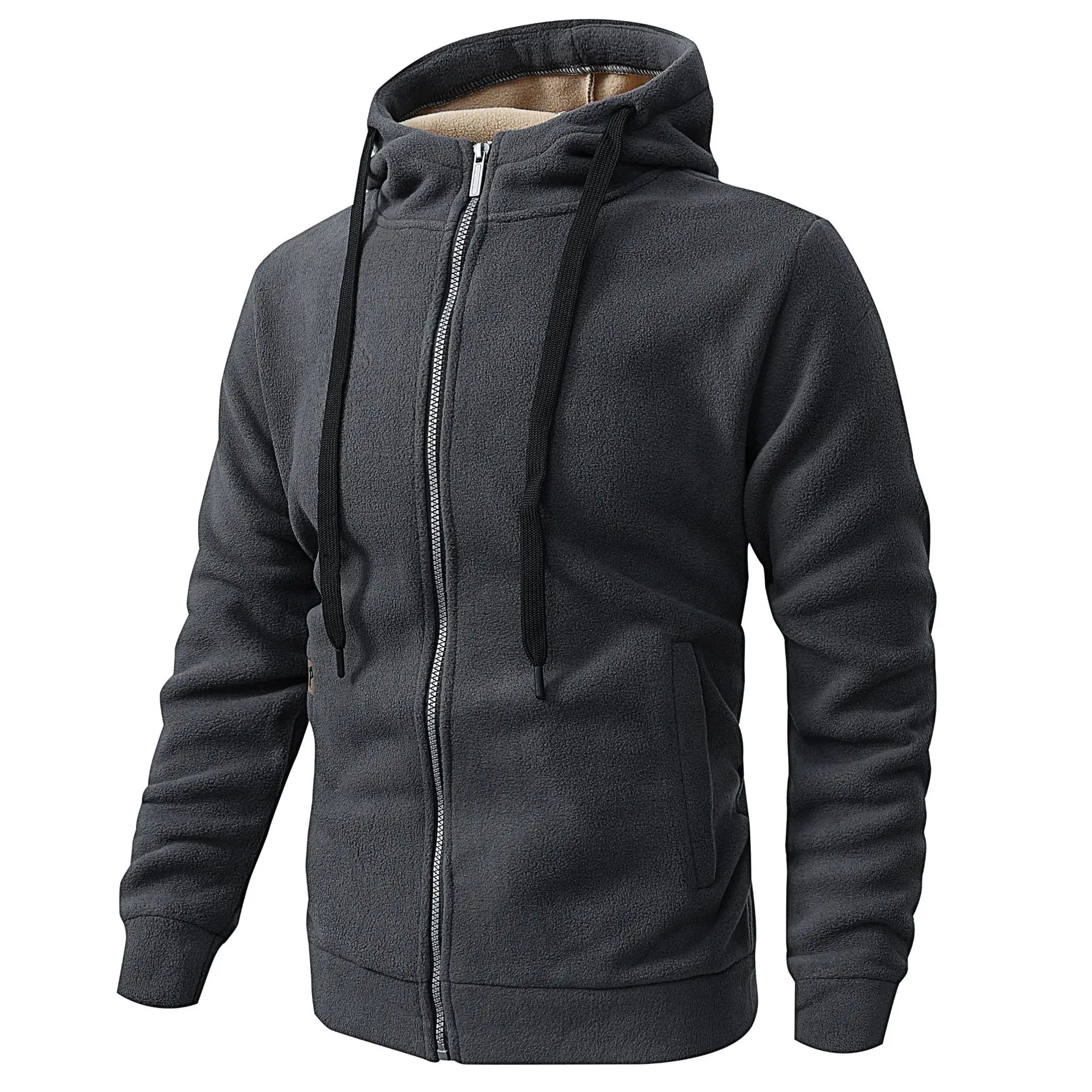 

Winter Fleece Hoodies Men Hooded Warm Casual Coats Thick Streetwear Sweatshirts Male Fashion Sports Zippers Cardigan Jackets