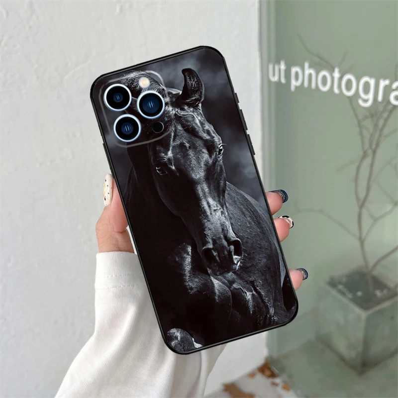 Animal Steed Horse Case For iPhone 16 15 11 12 13 14 Pro Max Plus XS X XR 12 13 Mini Back Cover