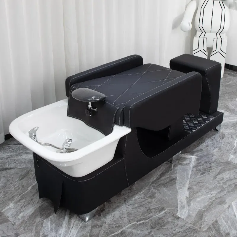 

Luxury Hair Wash Shampoo Chairs Head Spa Massage Lounge Comfort Shampoo Bed Sink Barber Shop Cama De Champu Salon Furniture