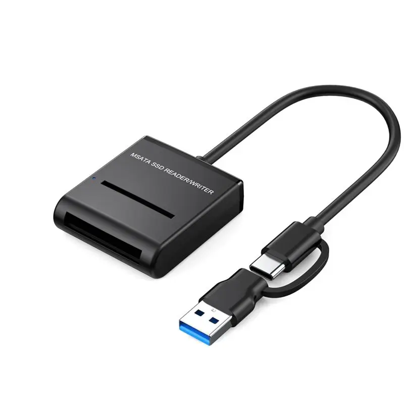 M51K-Type C Mini USB3.1 MSATA Easy Drive Cable 6Gbps High Speed External Hard Drive Enclosure Solid State Drive USB3.0+Type C