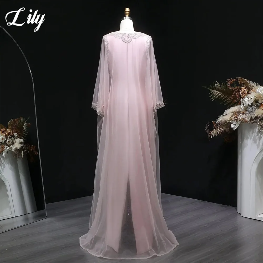 Lily Pink Party Dress Off Shoulder فساتين السهرة Beading On Chest Night Dress Straight Celebrity Dress Customized