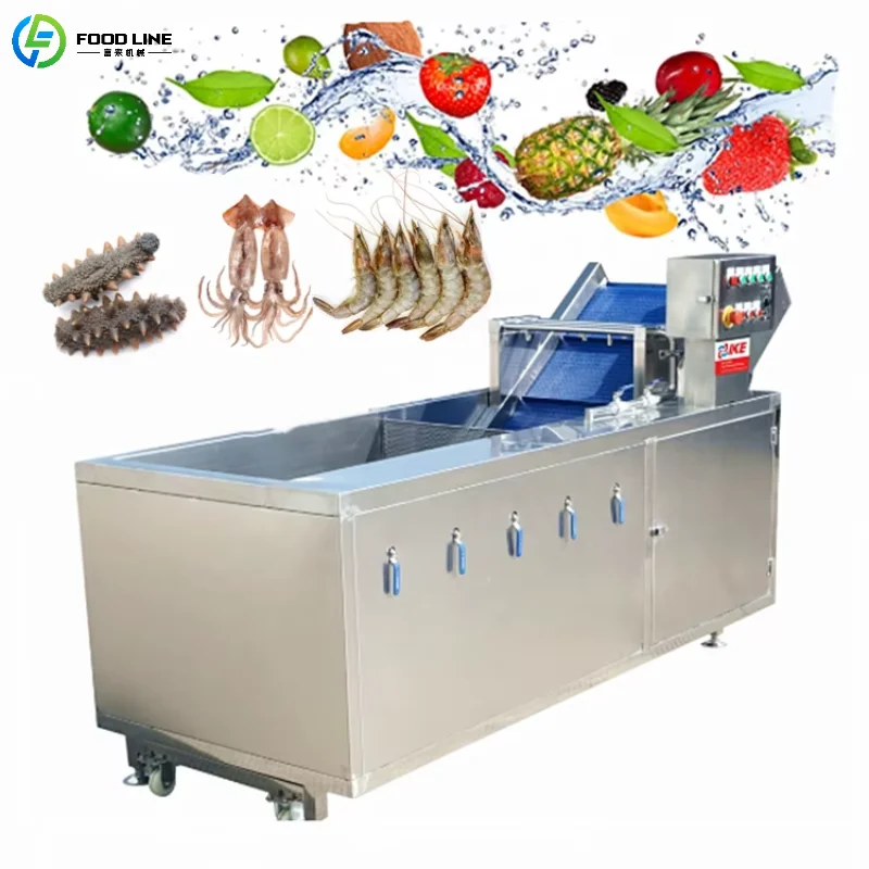 Customized Commercial Food Grade Fruit and Vegetable Washing Machine Bubble Washer with Sprinkler System