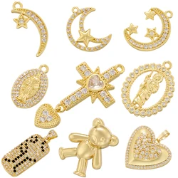 ZHUKOU 9 styles Cubic zirconia charms for jewelry making Cute Bear jewelry pendants Heart DIY charms Jewelry accessories VD1431