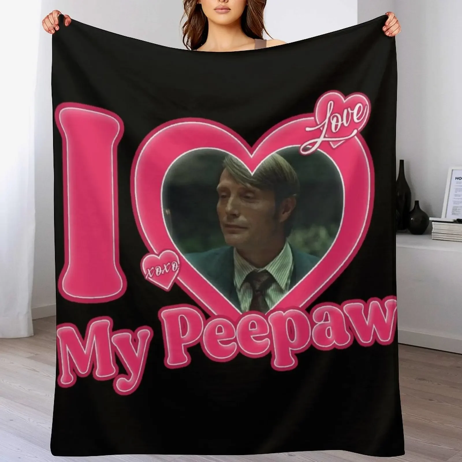 

i love my peepaw mads mikkelsen Throw Blanket Bed covers Picnic Plush Hair Blankets