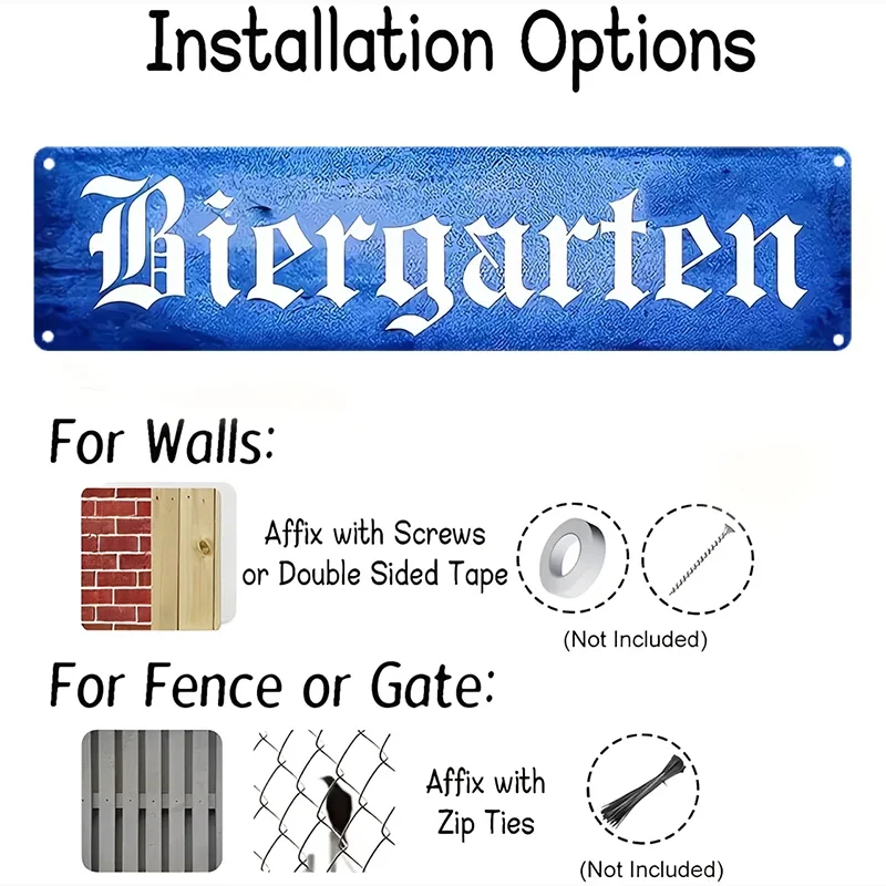 German Biergarten Metal Sign - Vintage Beer Garden Aluminum Plaque for Pub, Bar & Oktoberfest Decor