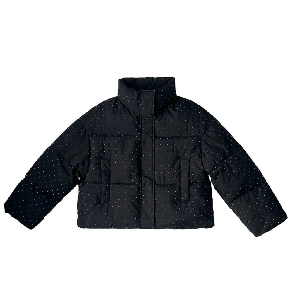 

Trendy Short Down Cotton Jacket Women's Warm Coat Student Style Korean Version Winter New Arrival Full Sky Star Pattern