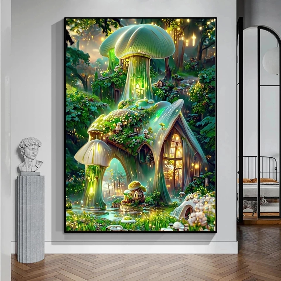 Diy Diamond Mosaic Dream Rose Manor Castle Full Drill Diamond Painting Flower Forest House Diamond Embroidery Cross Stitch S428