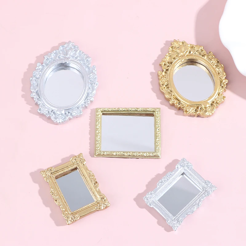 1 PC 1/12 Dollhouse Frame Accessories Furniture Miniature Mirror Wall Room Mirror Home Decor