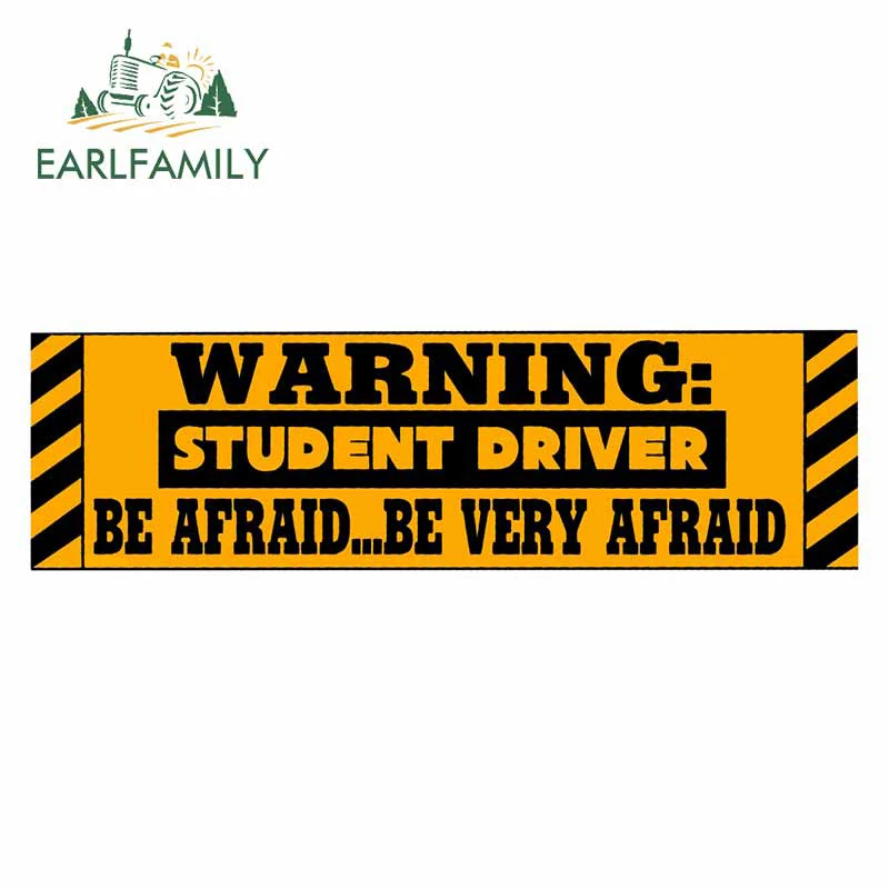 

EARLFAMILY 13cm x 3.9cm for WARNING Student Driver Funny JDM Car Stickers Fashion Anime Waterproof Personality Camper Decal