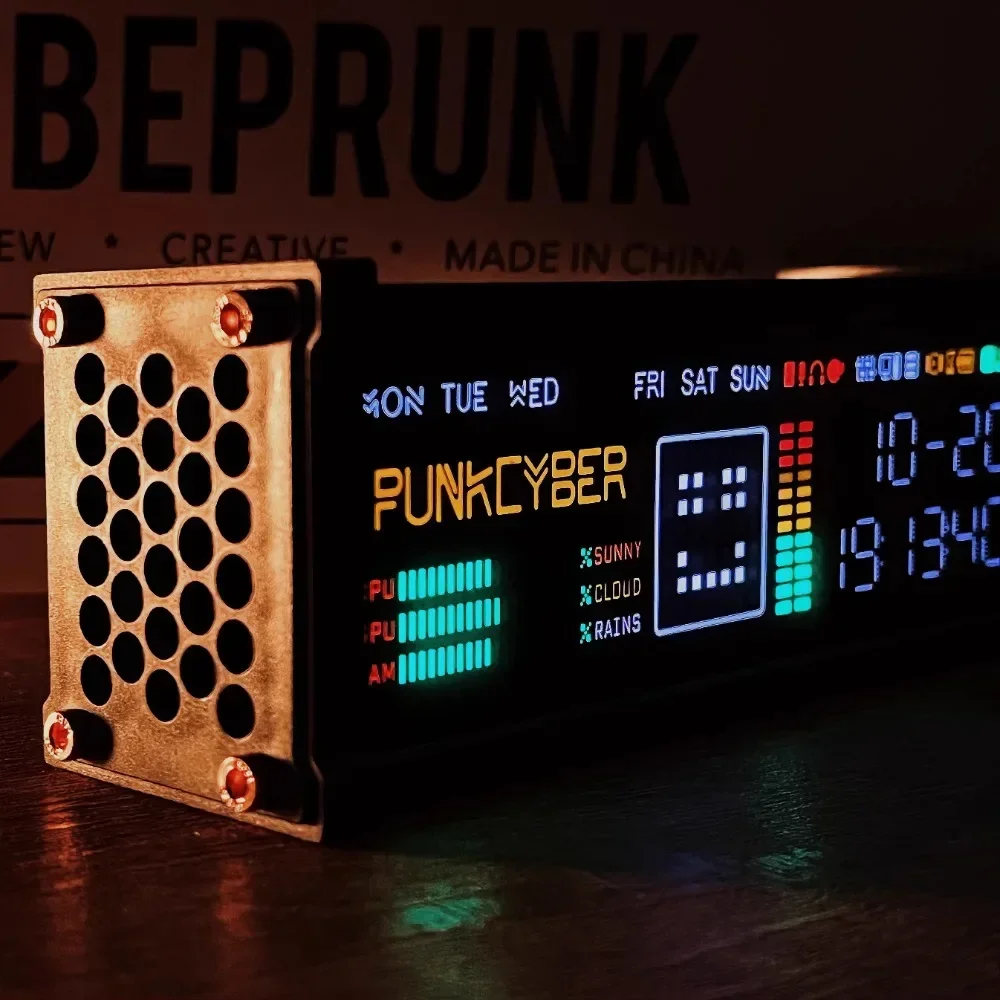 2025 NEW  WFD Retro Electronic Tube Clock Pseudo-Fluorescent Matrix Cyberpunk Spectrum Function Desktop Decorations