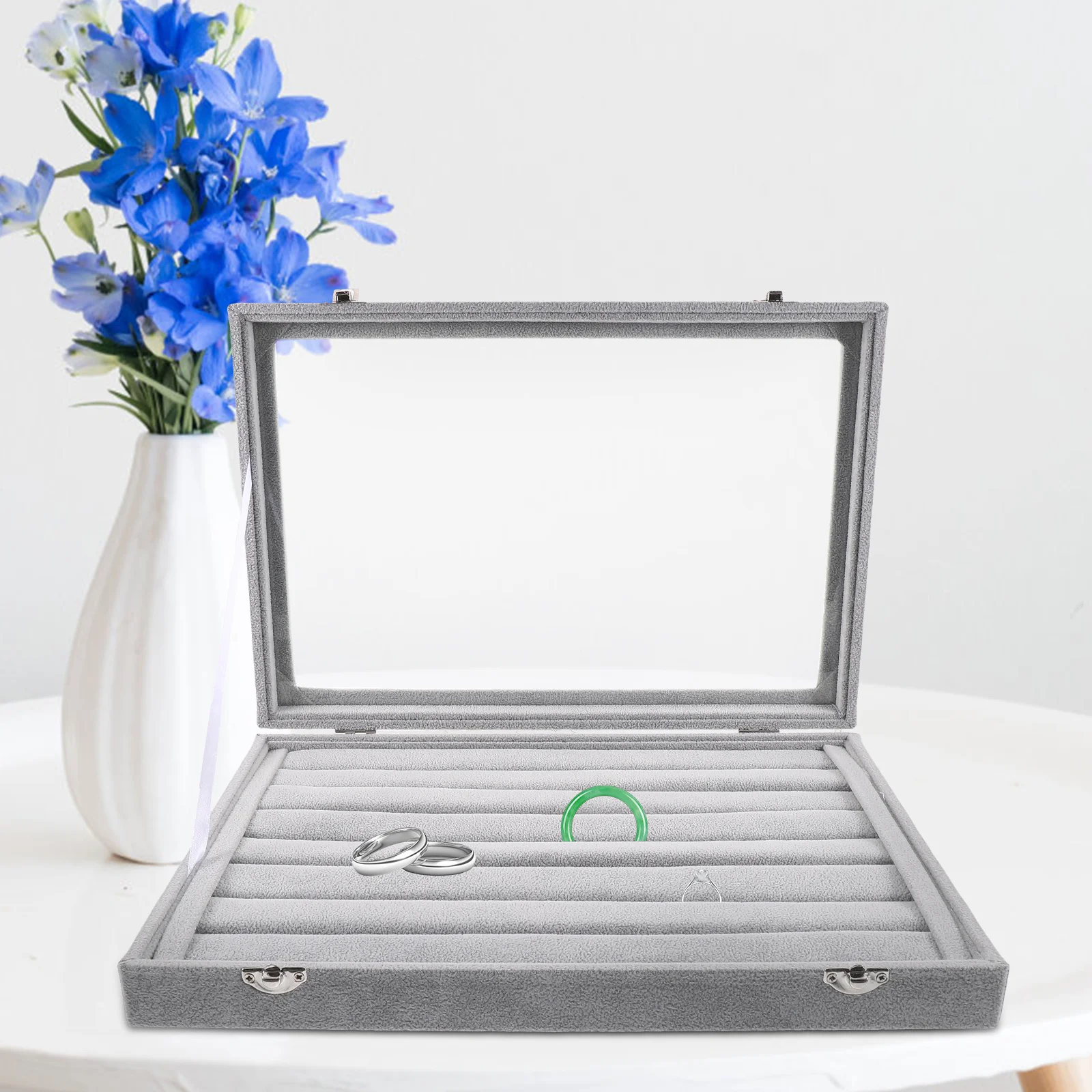 

Portable Ring Storage Box Display Case Earrings Tray ganizer Drawers Stackable Travel Lightweight Jewelry Holder