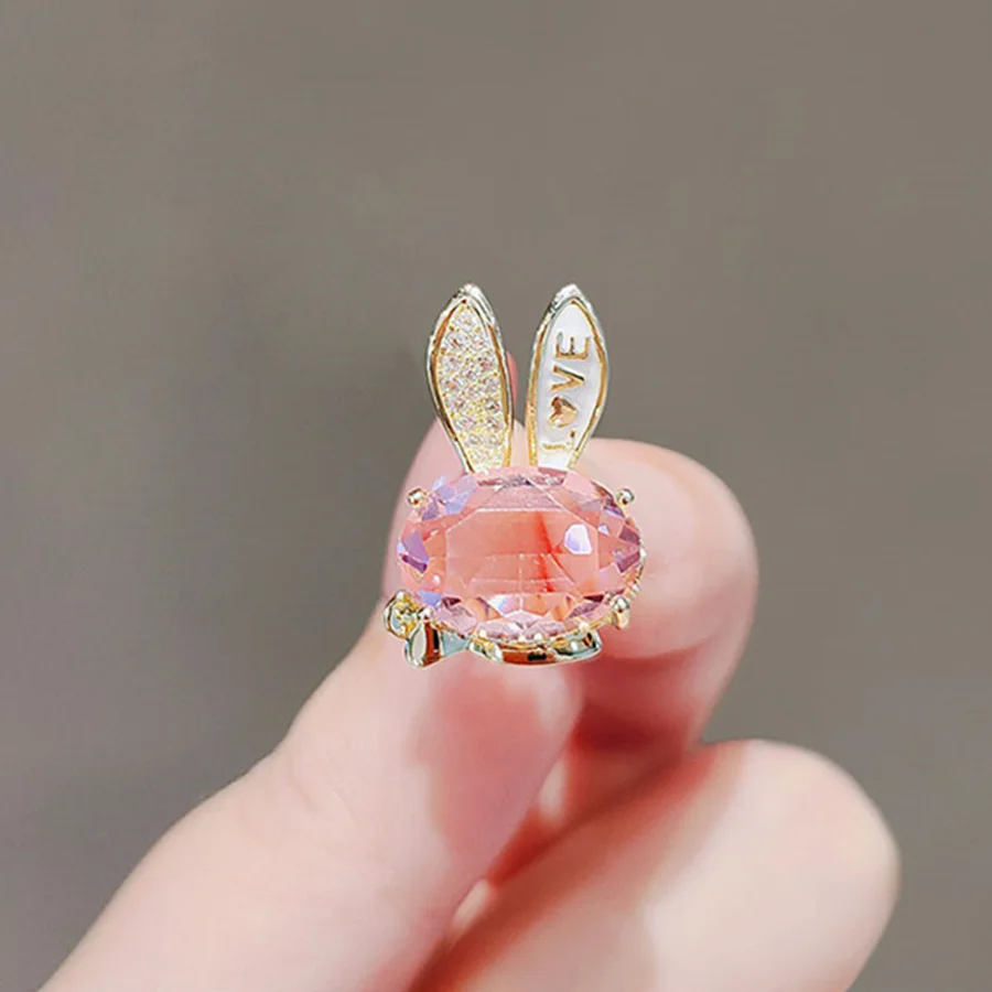 Rinhoo Shining Crystal Flower Brooches For Women Colorful Zircon Flower Lapel Pins Small Animal Rabbit Butterfly Badge Jewelry