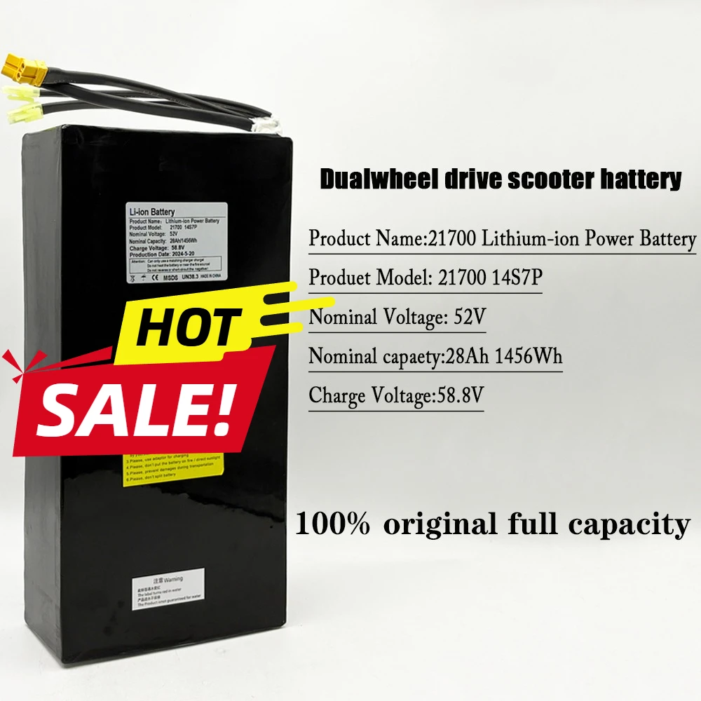 

Dual Port Fast Charging， For Dual Drive Electric Scooters 52V 28Ah 14S7P 21700 Li-ion Battery Pack