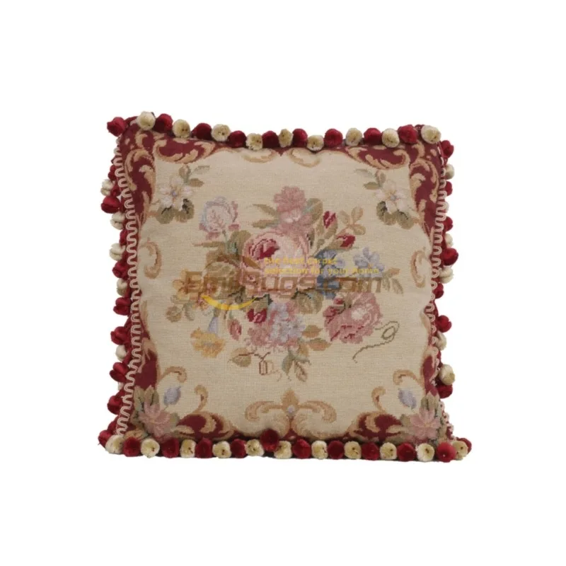 Renaissance needlepoint embroidery pillow high density ethnic woven pillow bedroom court