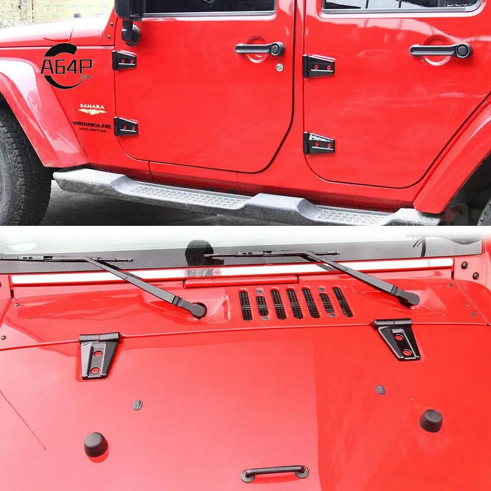 

A64P-10X Hood & Door Hinge Cover For 2007-2017 Jeep Wrangler Jk Jku Car Accessories