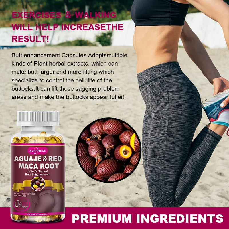 Alexfresh Organic Aguaje with Red Maca Root Extract Supports Female Butt Care and Enlargement Shapes Female, Hormone Enhancement