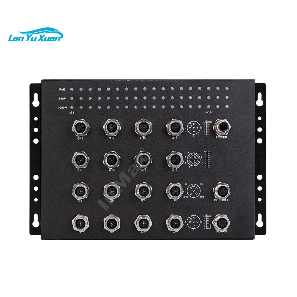 

InMax Manufacturer en50155 railway network switch 16 port full Gigabit managed M12 Railway Ethernet Switch