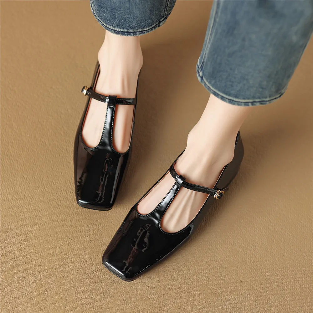 FEDONAS Fashion T-tied Women Pumps Square Toe Genuine Leather Spring Summer Low Heels Office Lady Working Shoes Woman Pumps 2024