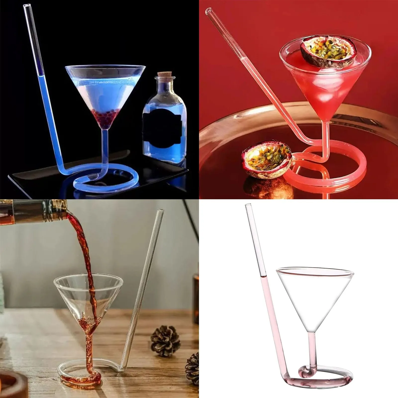 Creative Glass Spiral Cocktail Glass Rotating Wine Glass Straw Cup Cup Large Coffee Mug Inspiration