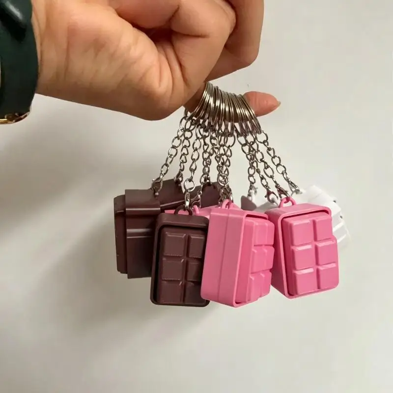 Schokoladenförmiger Fidget-Schlüsselanhänger zur Stresslinderung, niedliches, farbenfrohes Design für den täglichen Gebrauch, Geburtstagsgeschenke, Büro, Entspannung – Detail 4