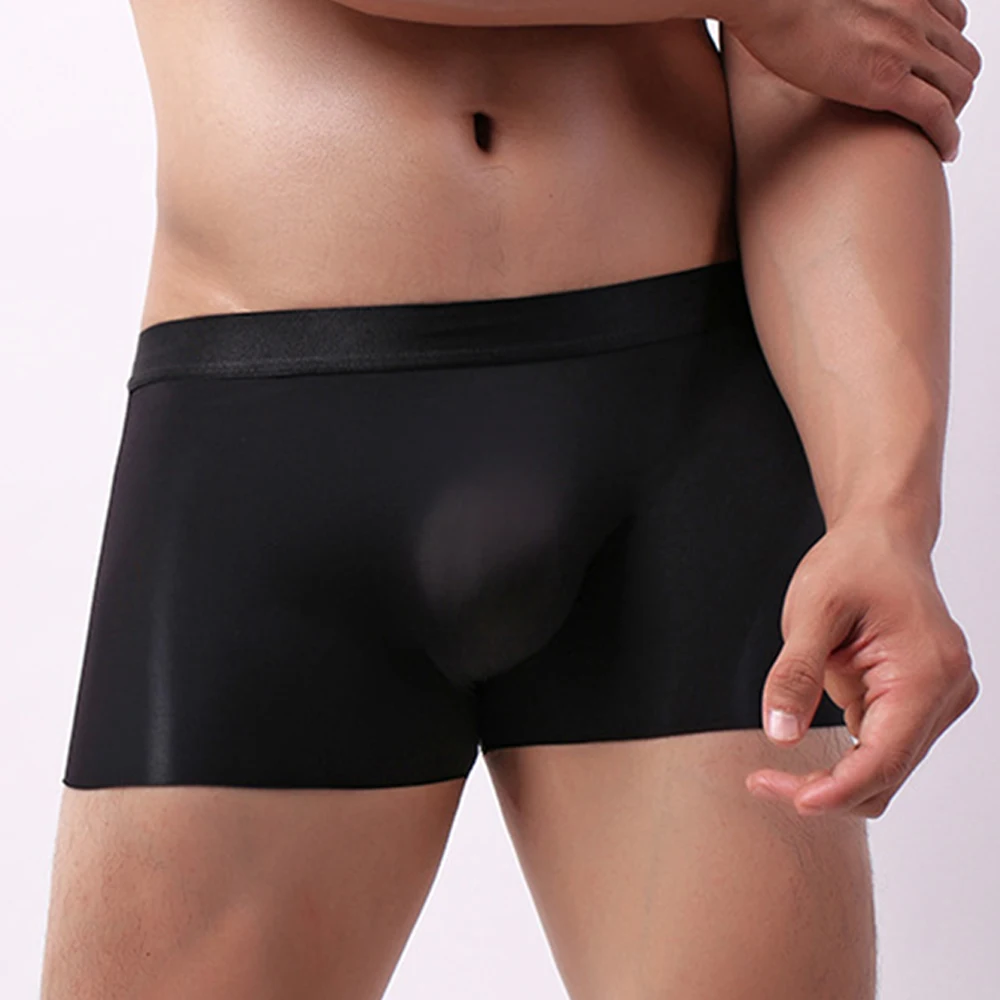 Underwear Mens Boxer Briefs Breathable Bulge Pouch Comfortable Ice Silk M-2XL Panties Plus Size Sexy Shorts Trunks