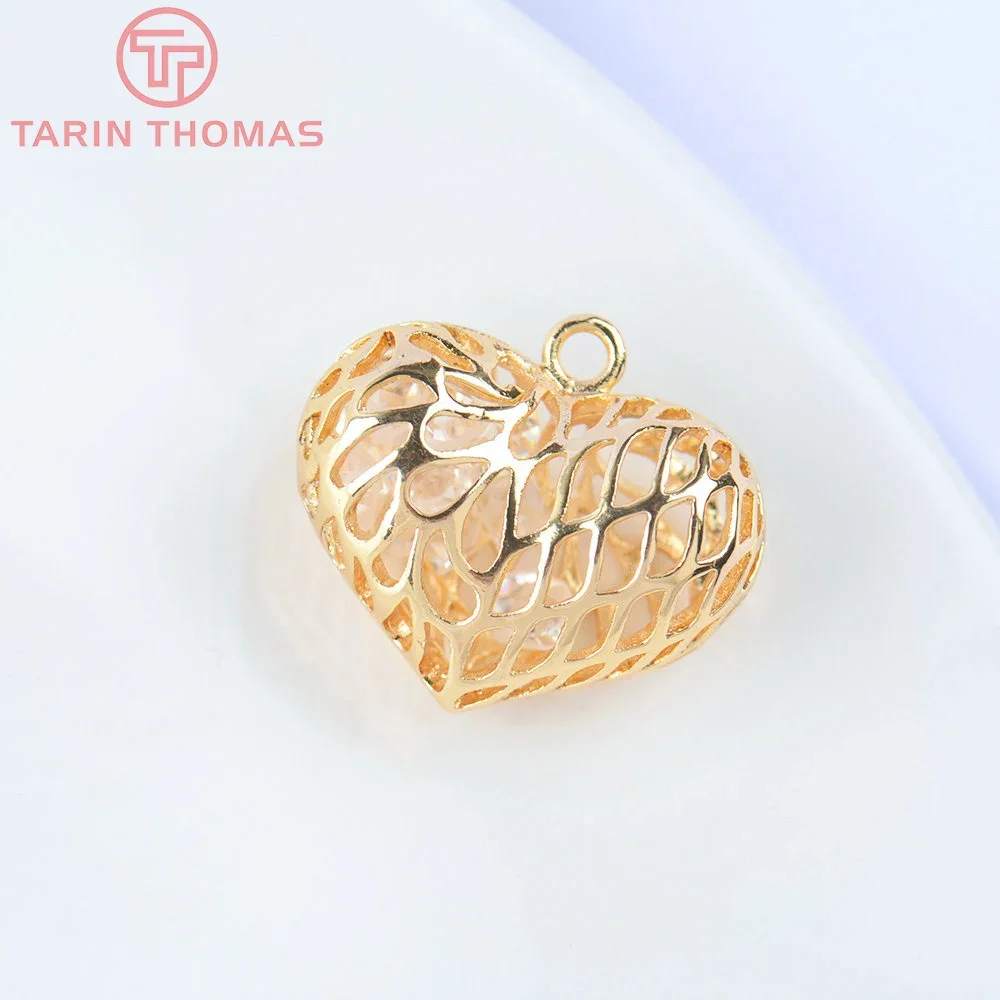 

(5547) 4PCS 23x20MM 24K Gold Color Brass with Zircon Heart Hollow Out Charms Pendants High Quality DIY Jewelry Making Findings