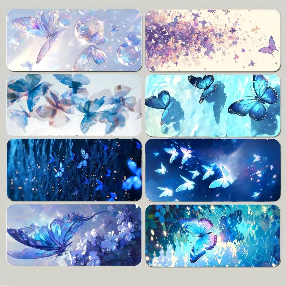 Butterfly Pattern Beautiful Decorative Art Mouse Pad Large Gaming Mousepad with Thick Stitched Edge Non-Slip Desk Mat