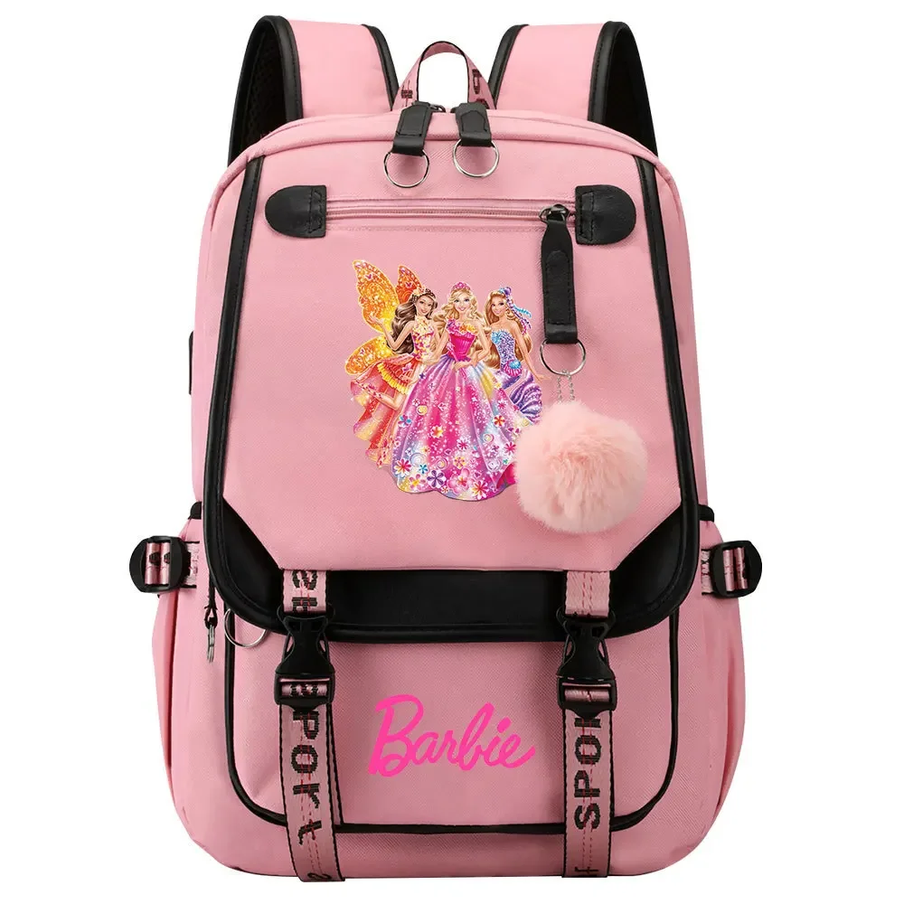 MINISO Live-action Movie Barbie Peripheral Large-capacity Student School Bag Casual Webbing Flap Backpack The Best Gift