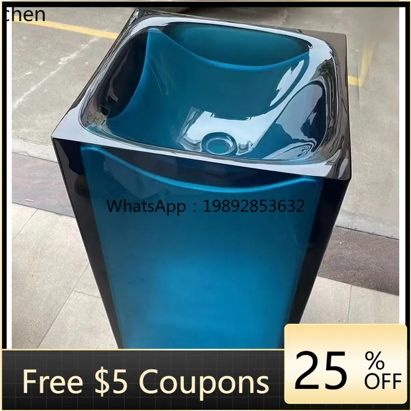 

integrated floor-to-ceiling wash basin translucent artificial stone with face wash basin