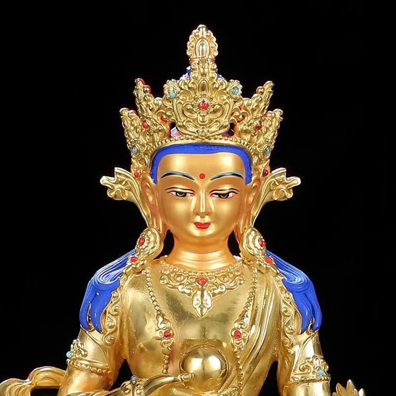 Gilt Bronze Ksitigarbha Bodhisattva Statue, Tantric Home Worship Temple Ornament7Inch1Statue of the Dharma Treasure Bodhisattva