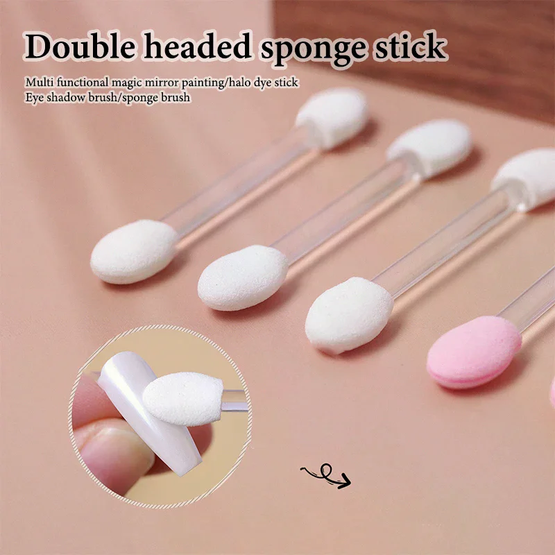 10 個アイシャドウブラシアプリケータープロフェッショナルメイクアップスポンジスティック化粧ブラシダブルエンド美容化粧品