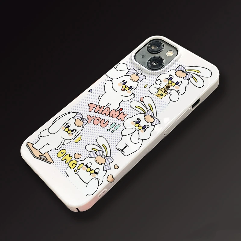 Beautiful Style Cute Rabbit Phone Case For Iphone 15 14 13 Pro Max Cartoon Minimalism Sweet Letter Phone Covers Back Cases Funda