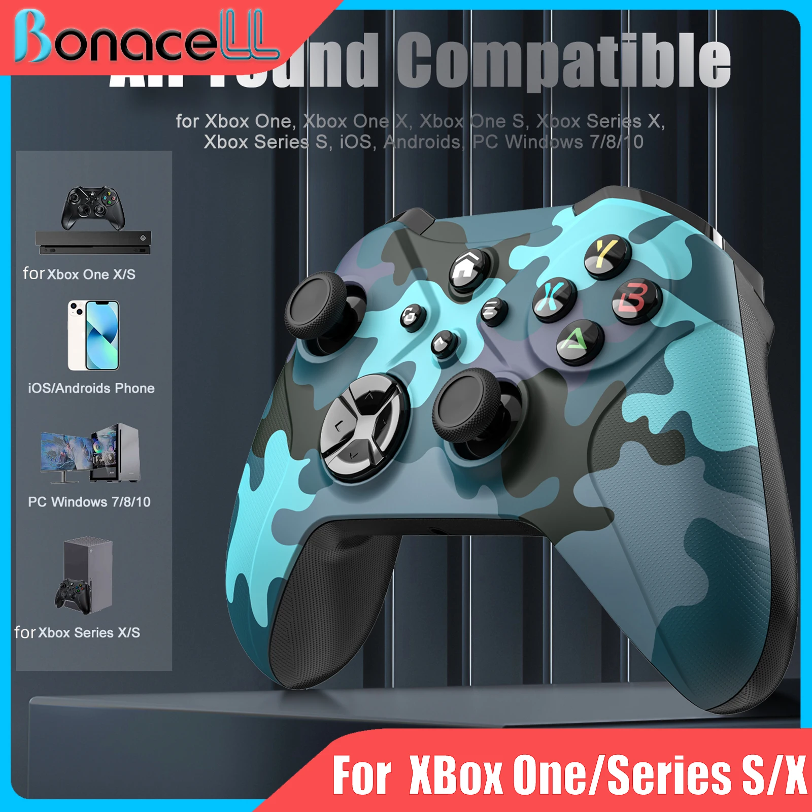 وحدة تحكم ألعاب لجهاز Xbox One S/X/Series S/X/PC عصا تحكم للألعاب مع مستشعر جيروسكوبي 6 محاور، اهتزاز قابل للتعديل، لوحة ألعاب TurboFunction