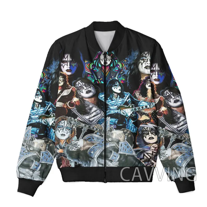 New Fashion Women/Men's 3D Print KISS Rock Band Zipper Bomber