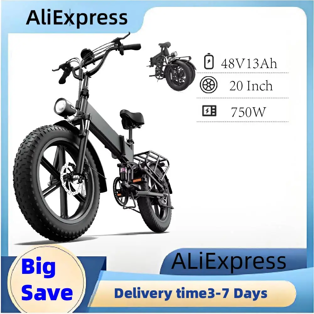 URLIFE T5 adult E-bike 750W Foldable Electric Bike,48V 13Ah battery 20-inch All-terrain fat tire E-Mountain bike