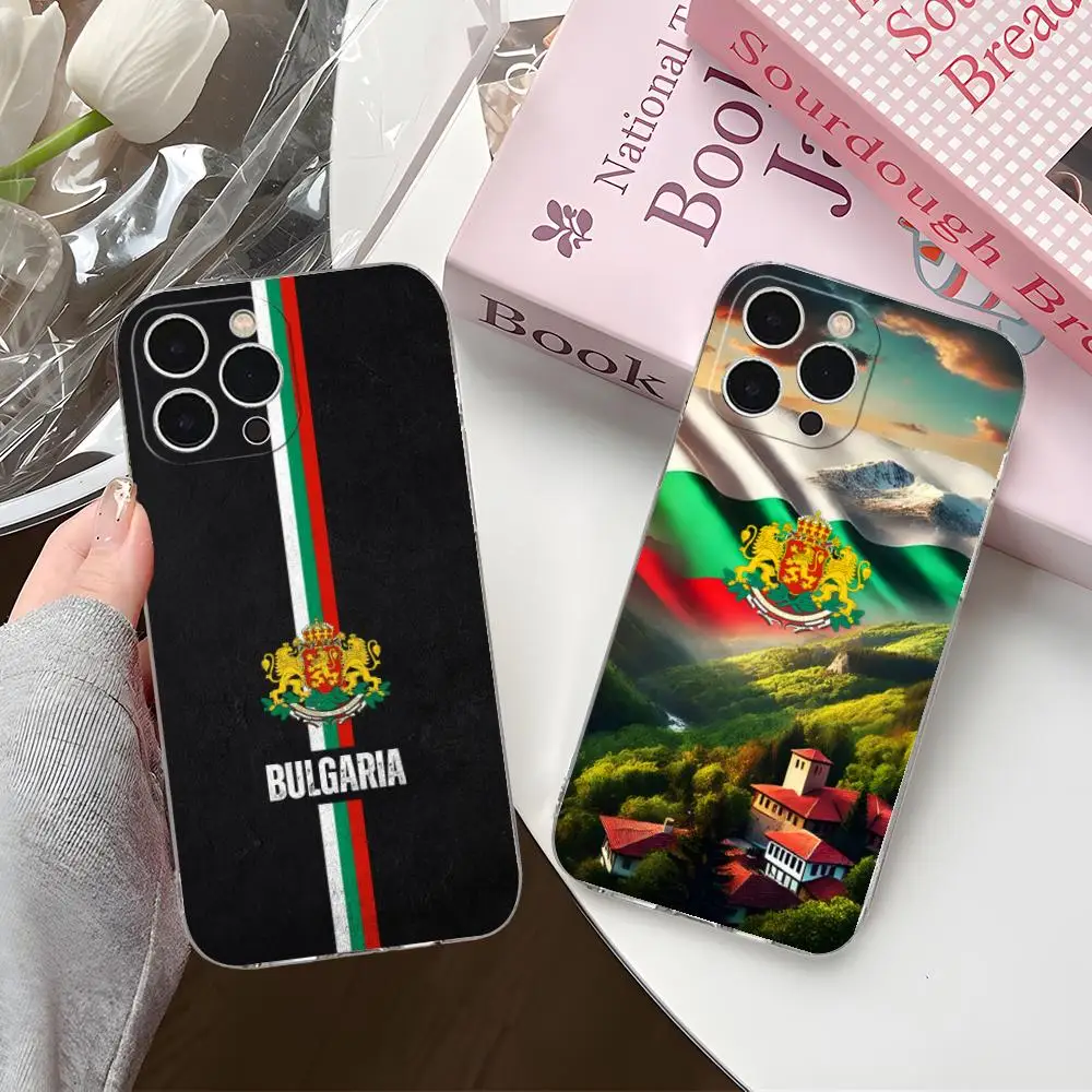 Funda de teléfono móvil con bandera de Bulgaria para iPhone 16 15 14 13 12 11 X XR XS 8 6 Pro Max Plus Mini cubierta de Color transparente cubierta de lujo