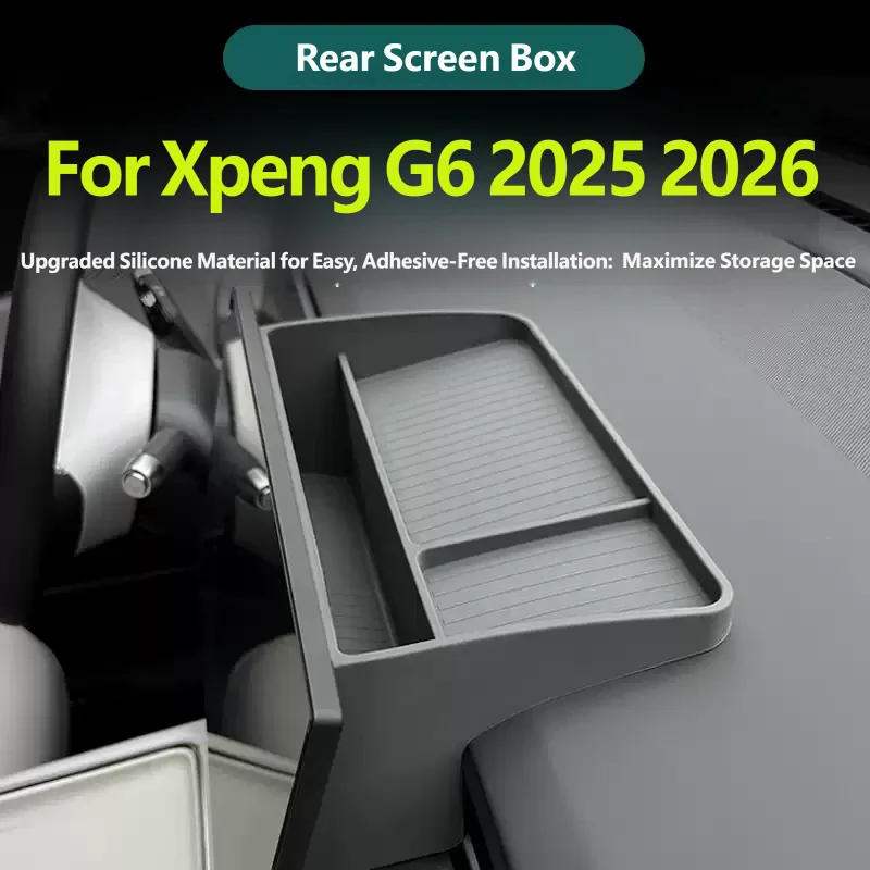 For Xpeng G6 2025 2026 Car Behind Central Screen Silicone Storage Box Large Capacity Non-slip Car Interior Accessories