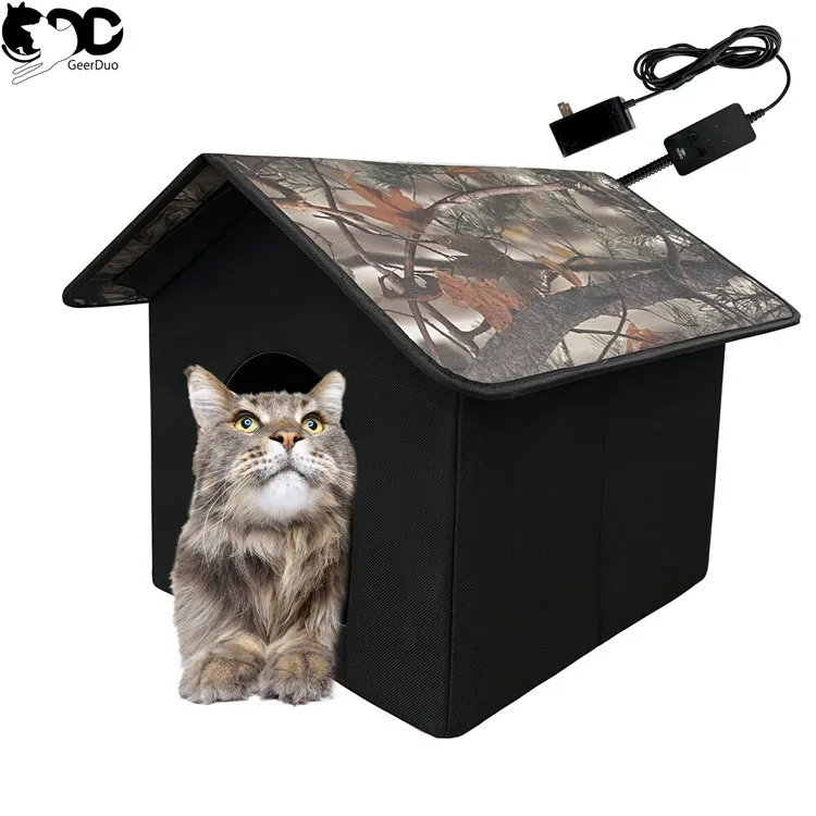 

Indoor Outdoor Dog House Heated Cat House with Heating Cushion 3 Adjustable Temperature