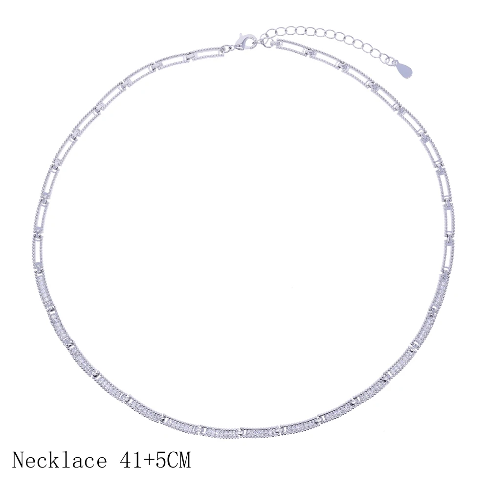 Newly launched women's fashionable CZ stone necklace, sparkling cubic zirconia geometric necklace, daily party neck jewelry