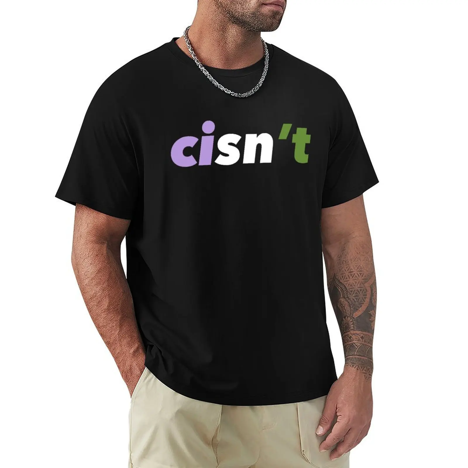 Cisn’t (Genderqueer Flag) T-Shirt Basic Simple Design Short Sleeve Shirt